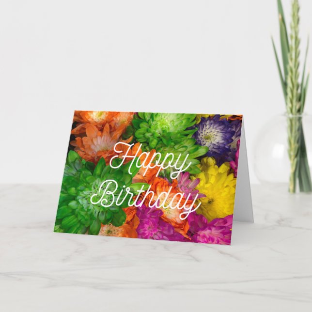 Pastel Blommigt Grattis på födelsedagen Kort (Framsida)