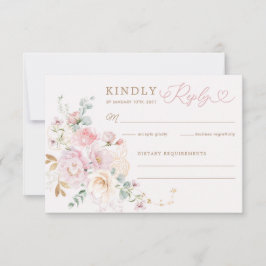 Pastel  Blommigt Greenery Bröllop OSA Kort