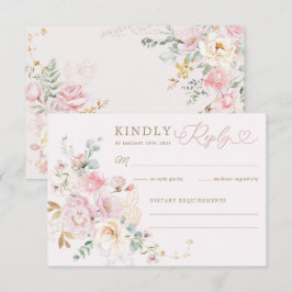 Pastel Blommigt Greenery Bröllop OSA Kort