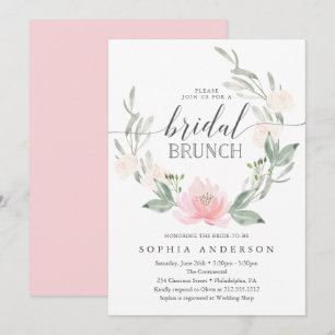 Pastel  Blommigt Greenery Möhippa Brunch Inbjudningar