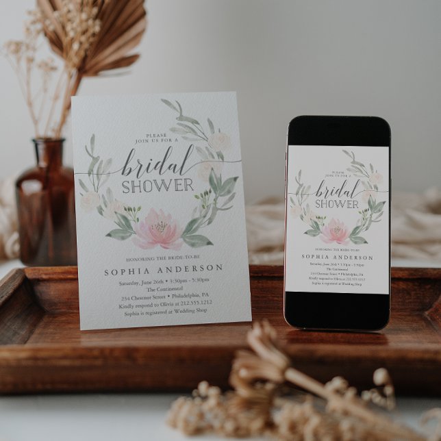 Pastel  Blommigt Greenery Möhippa Inbjudningar (Skapare uppladdad)