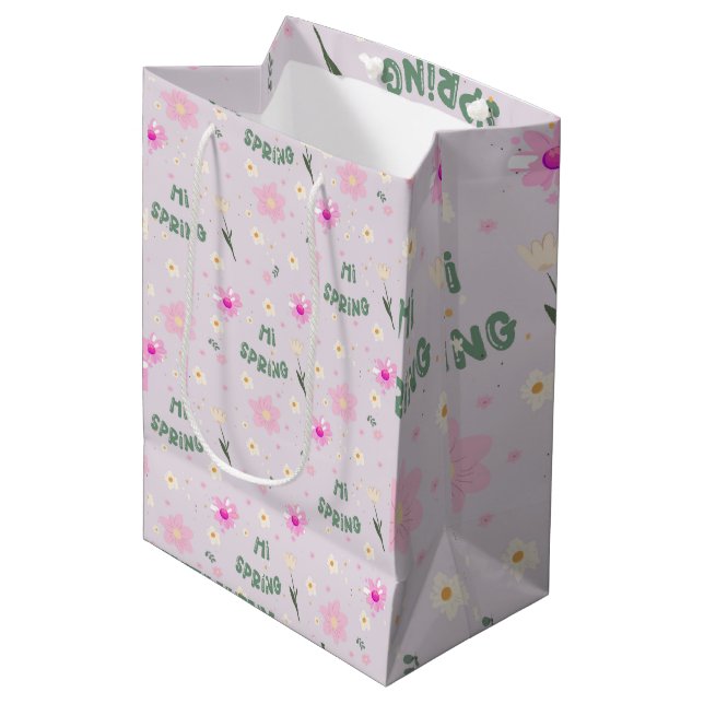 Pastel Blommigt Hi Vår Wrapping Papper (Framsidan Vinklad)