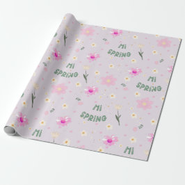 Pastel Blommigt Hi Vår Wrapping Papper Presentpapper