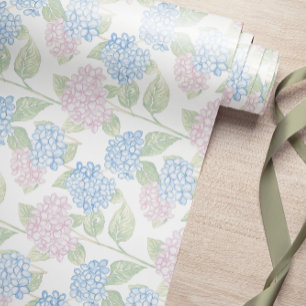 Pastel Blommigt Hydrangea Wrapping Papper Presentpapper