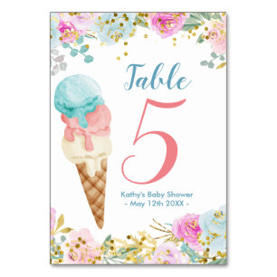 Pastel Blommigt Ice Cream Modern Bordsnummer
