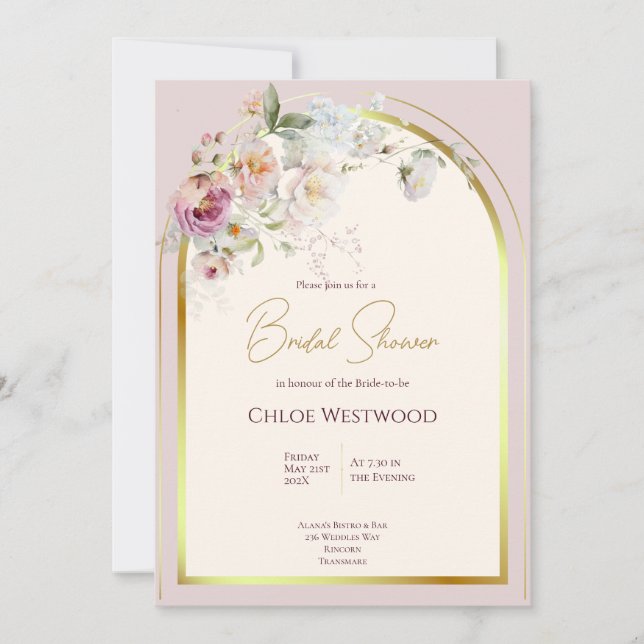 Pastel Blommigt Inbjudningskort för möhippan (Framsida)