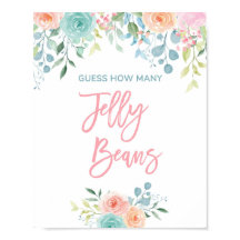 Pastel Blommigt Jelly Bean Guessing Game Sign 8x10
