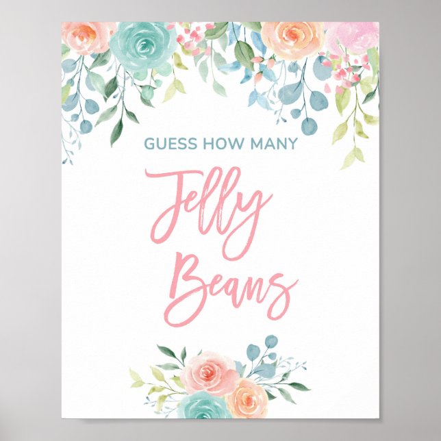 Pastel Blommigt Jelly Bean Guessing Game Sign 8x10 Poster (Framsidan)