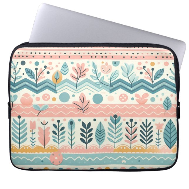 Pastel Blommigt Laptop sleeve (Framsidan)