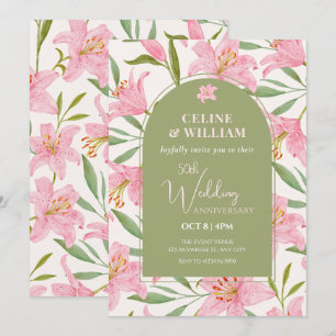 Pastel blommigt lila rosa grönt bröllop årsdag inbjudningar