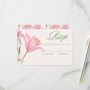 Pastel blommigt lily rosa grönt OSA kort