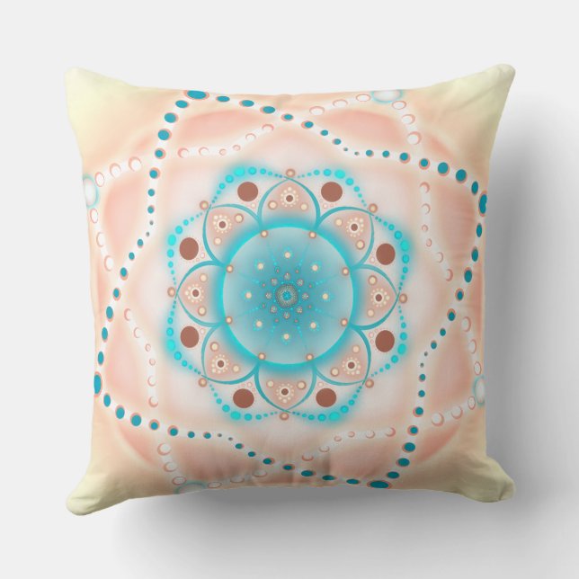 Pastel Blommigt Mandala Kudde (Baksida)