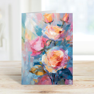 Pastel Blommigt Modern Impressionist-målning Kort