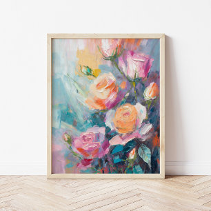 Pastel Blommigt Modern Impressionist-målning Poster