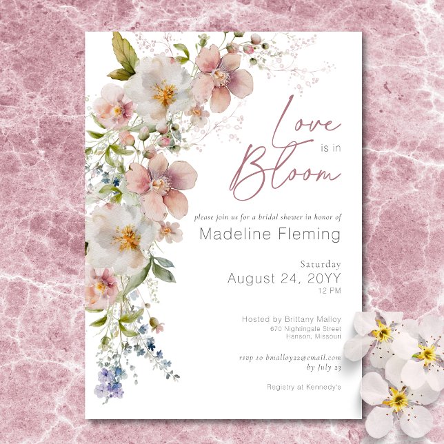 Pastel Blommigt Modern Kärlek i Möhippan Bloom Inbjudningar (Pastel Floral Modern Love In Bloom Bridal Shower Invitation)