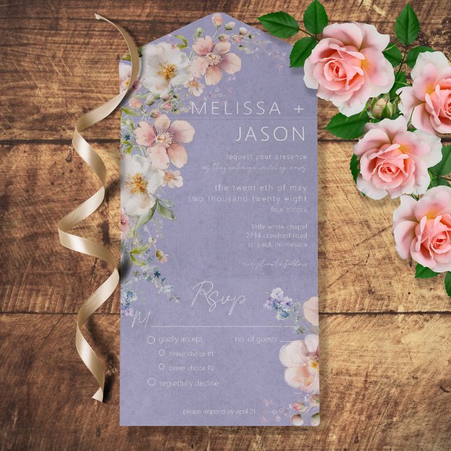 Pastel Blommigt Modern Lavender Lila Middag (Skapare uppladdad)