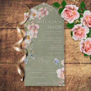 Pastel Blommigt Modern Sage Grönt No Middag