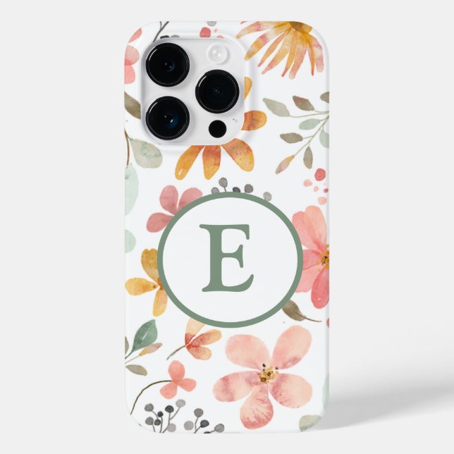 Pastel Blommigt Monogram iphone case (Baksida)