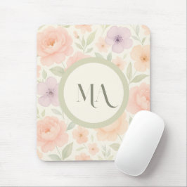 Pastel Blommigt Monogram Mousepad - Personlig Musmatta