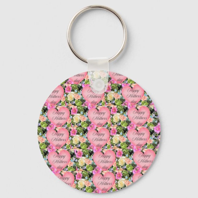 Pastel Blommigt Mors dag Nyckelring (Framsida)