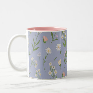 Pastel Blommigt Mugg - ömtåliga Blommar på Lavende