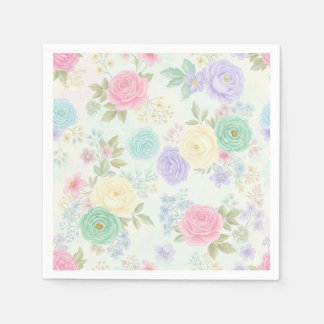 Pastel Blommigt Papprare Party Napkins Pappersservett