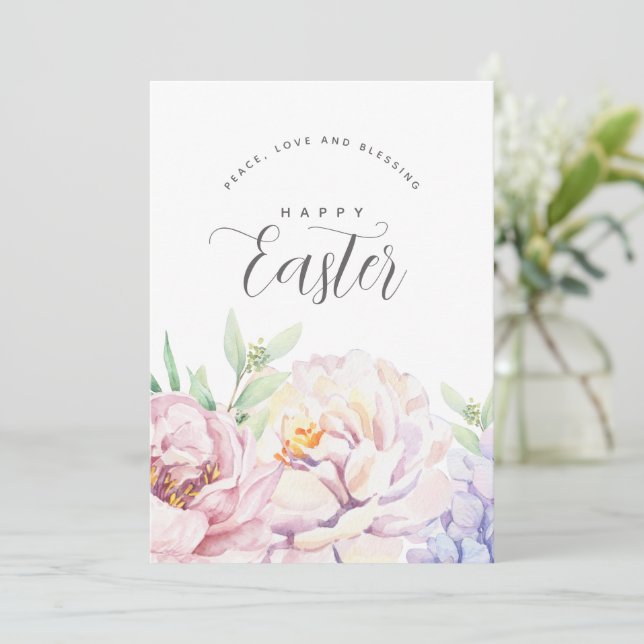 Pastel Blommigt Påsk Personlig Greeting Card (Stående Fram)