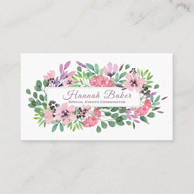 Pastel Blommigt Ram Visitkort (Framsida)