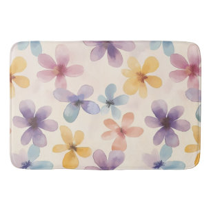 Pastel Blommigt Retro Hippie Flowers Badrumsmatta