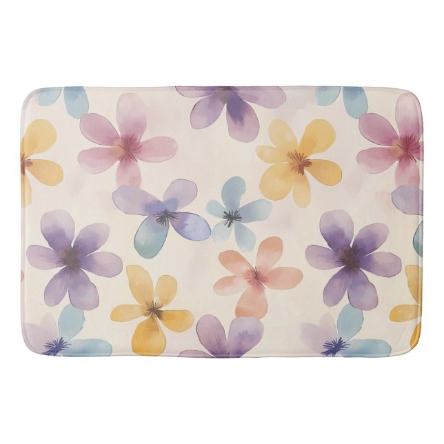 Pastel Blommigt Retro Hippie Flowers Badrumsmatta (Framsidan)