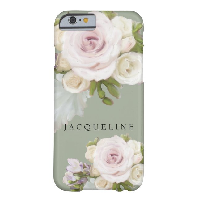 Pastel Blommigt Ro Freesia Flowers Handmålat Case-Mate iPhone Skal (Baksidan)