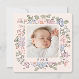 Pastel blommigt rosa Baby Birth Notice of Meddelande