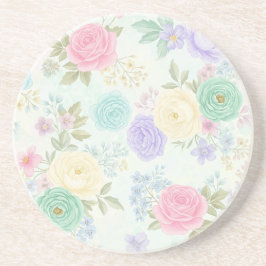 Pastel Blommigt Sandstone Underlägg