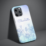 Pastel Blommigt Silhouette Overlay Personlig Namn<br><div class="desc">Pastel Blommigt Silhouette Overlay Personlig Namn iPhone 14 Pro Max Smart Phone Case har en pastellbakgrund med en blommigt övertäckning med personlig namn i ett calligrafiskt skript som skrivs med elegant. Perfektens gåva till jul,  födelsedag,  Mors dag med mera. Designad av ©Evco Studio www.zazzle.com/store/evcostudio</div>