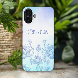 Pastel Blommigt Silhouette Overlay Personlig Namn