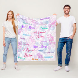 Pastel Blommigt Speciell Sister - tankfull hjärtan Fleecefilt