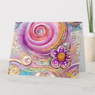 Pastel Blommigt Swirls with Tiny Ivory Pearls and  Tack Kort