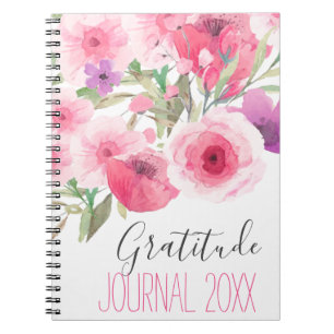 Pastel blommigt tacksamhet mot journal anteckningsbok