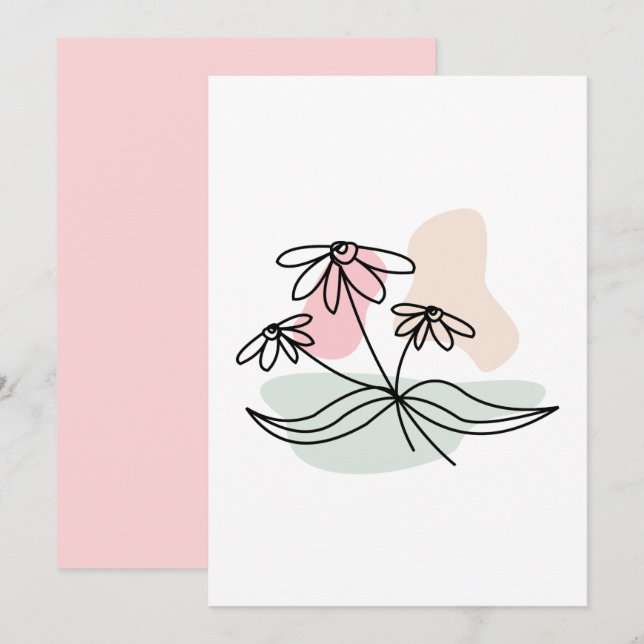 Pastel Blommigt Teckning Inbjudningar (Fram/baksida)