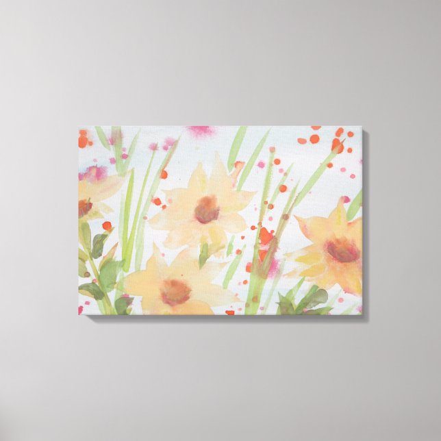 Pastel Blommigt - vattenfärg Canvastryck (Framsida)