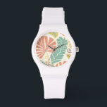 Pastel Blommigt Vines and Löv on Cream Background Armbandsur<br><div class="desc">Blommigt vinodlingar och löv i pastel färg är subjekt i biet av Erica J. Vess. Blandningen av pastellerna på krämbakgrunden hjälper målningen att framträda utan att sinnena överbelastas. Lägg den här tropiska tryckningen i ditt hem idag!</div>