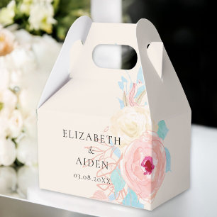 Pastel Blommigt Watercolor Bröllop Presentaskar