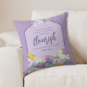 Pastel-Blommigten Bouquet Lilac Scripture Kudde