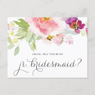 Pastel-Blommigten för vattenfärg är mitt Jr Brides Inbjudan Vykort