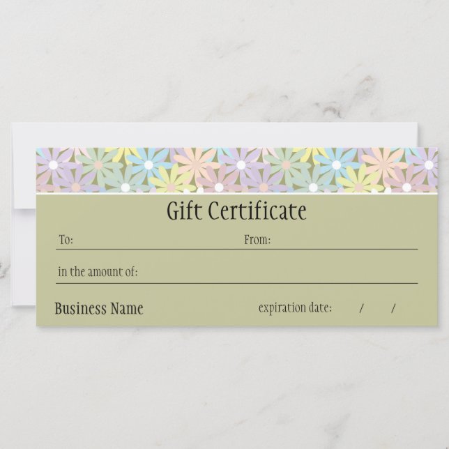 Pastel Blommigts Gift-certifikat (Framsida)