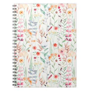 Pastel Blomsterträdgård Mönster Anteckningsbok