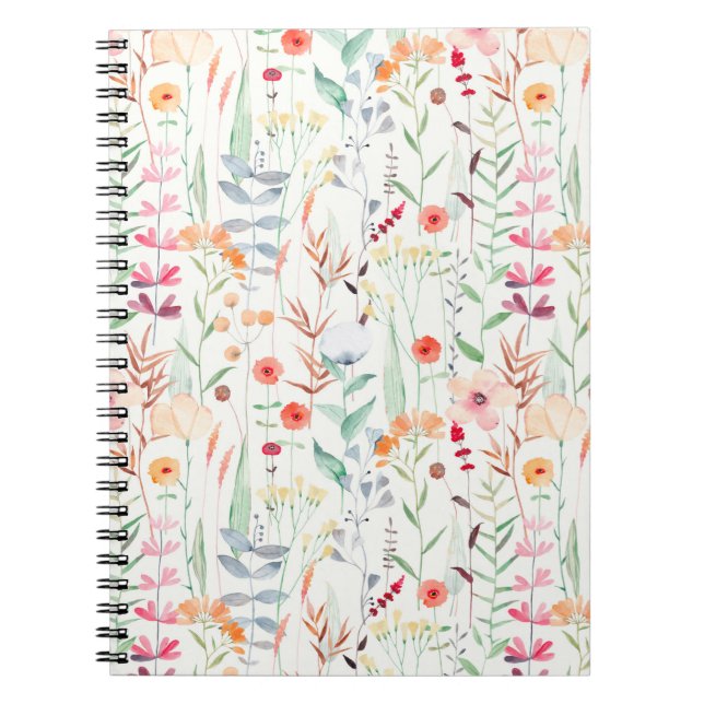 Pastel Blomsterträdgård Mönster Anteckningsbok (Framsidan)