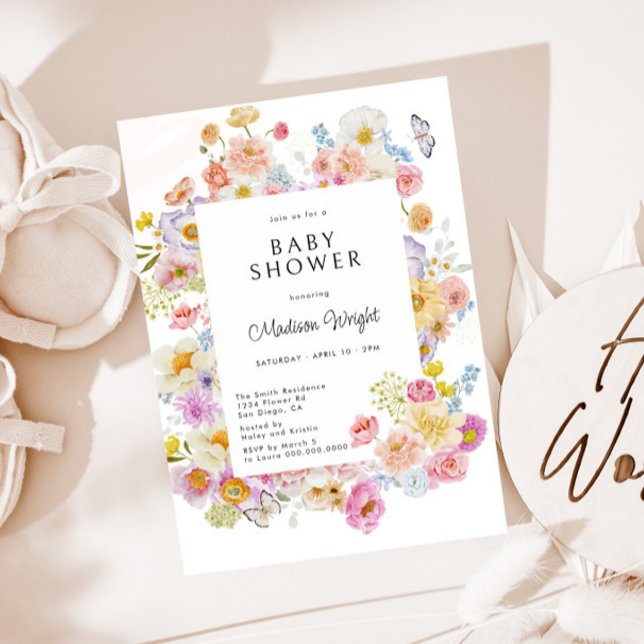 Pastel Bloom Blommigt Baby Shower Inbjudningar (Skapare uppladdad)