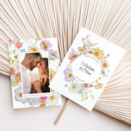 Pastel Bloom Blommigt Utandning Bröllop Spara Datumet