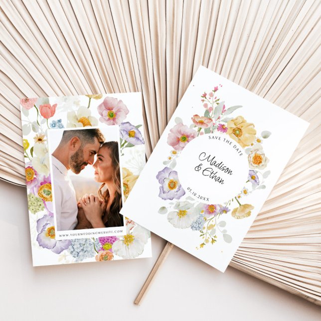 Pastel Bloom Blommigt Utandning Bröllop Spara Datumet (Skapare uppladdad)